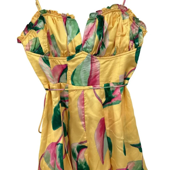 Monanella Radiance Romper Yellow Satin Green‎ Pink Printed Size Small - Picture 4 of 13